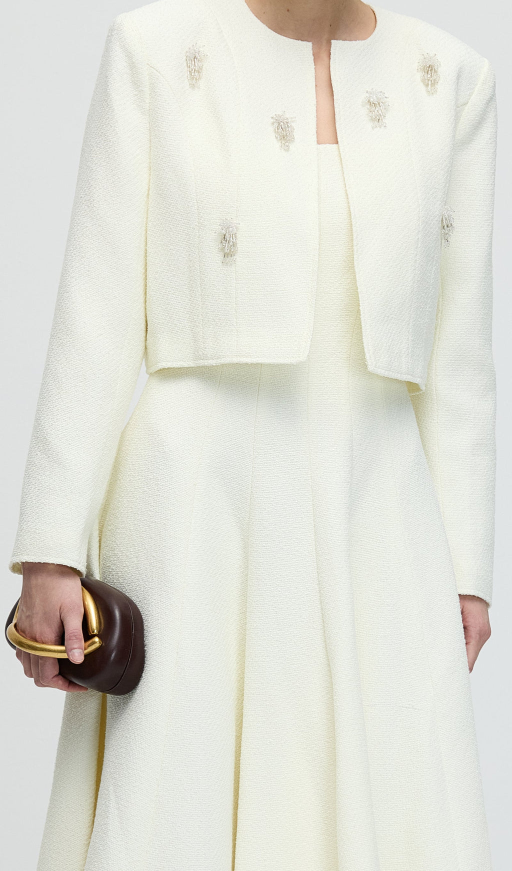 Long Sleeve Tweed Midi Dress Set