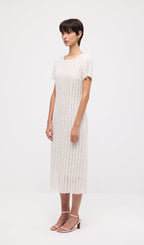 Short Sleeve Crochet Midi Dress