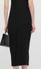 Solid Pearl Accessories Midi Dress