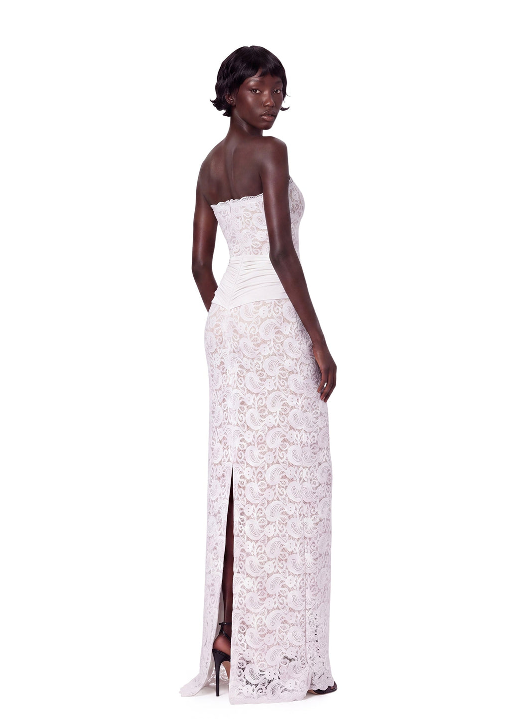 Yakez Lace Strapless Maxi Dress In White