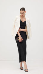 Swing Neck Satin Slip Midi Dress