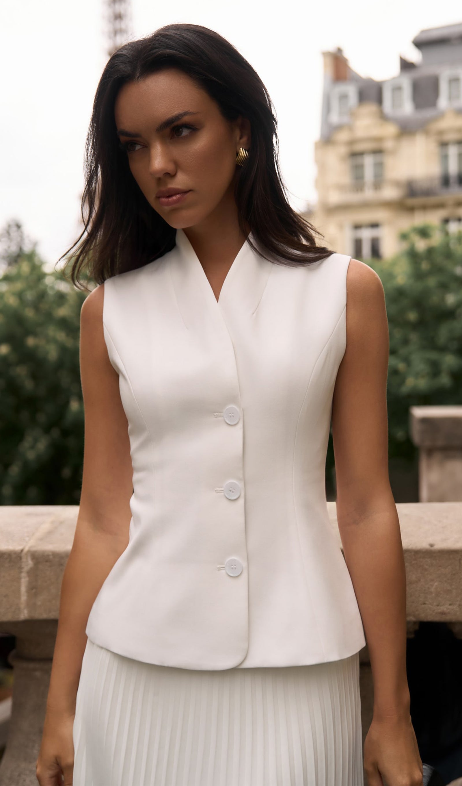 Flared Waistcoat & Pleated Midi Skirt Sets