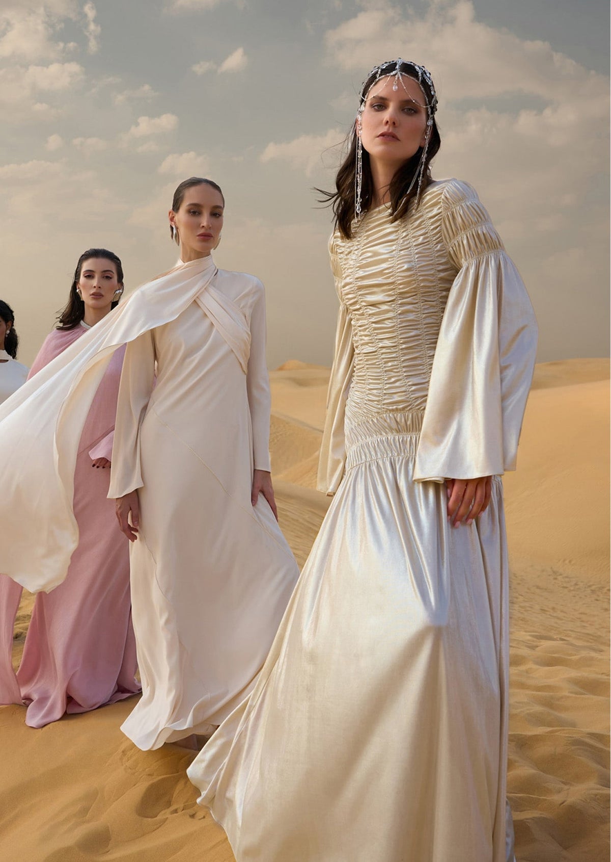 Metallic Elasticated Gathers Maxi Dress（Final Sale）