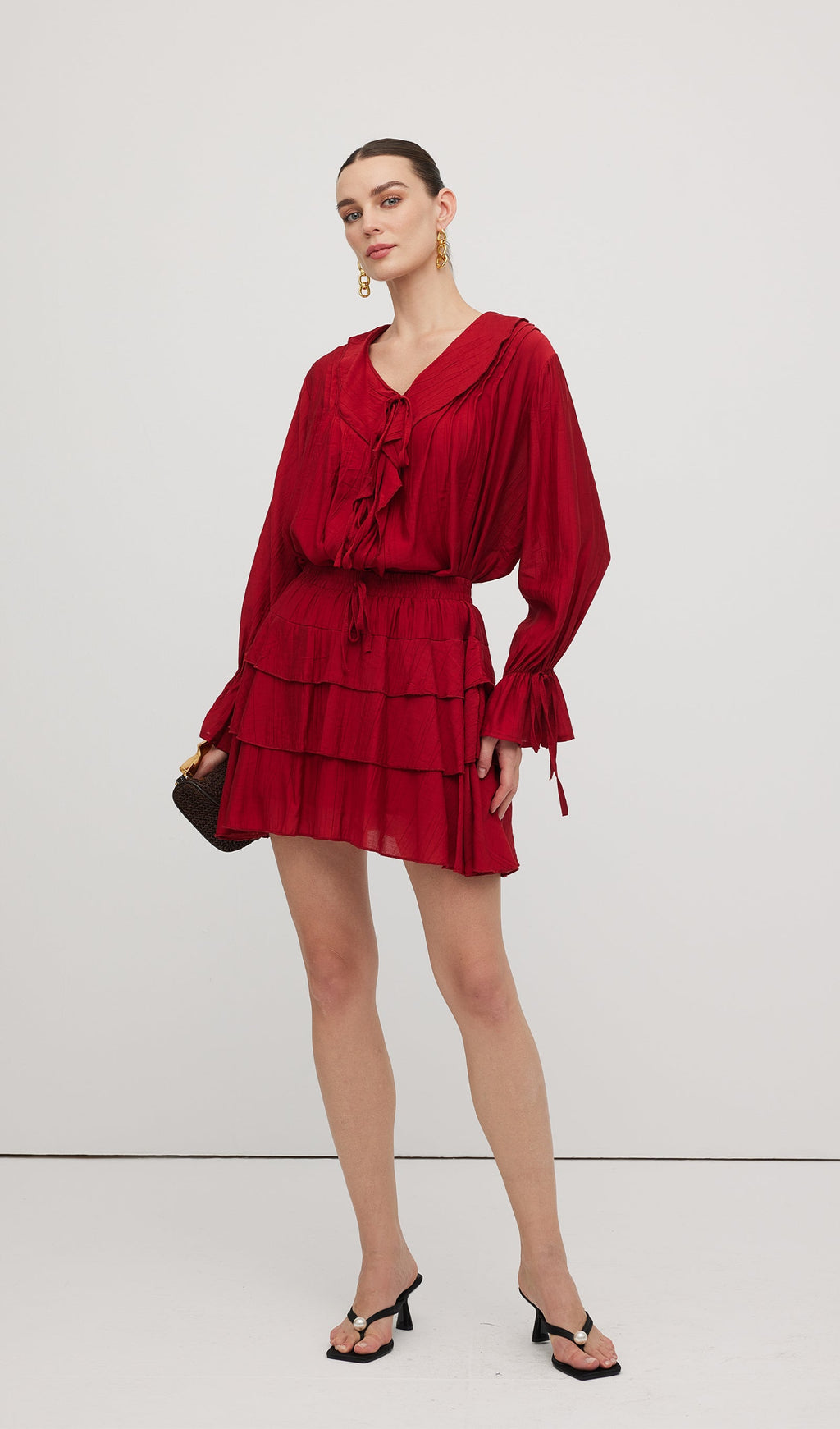 Ruffled Layered Mini Skirt Two Piece Sets