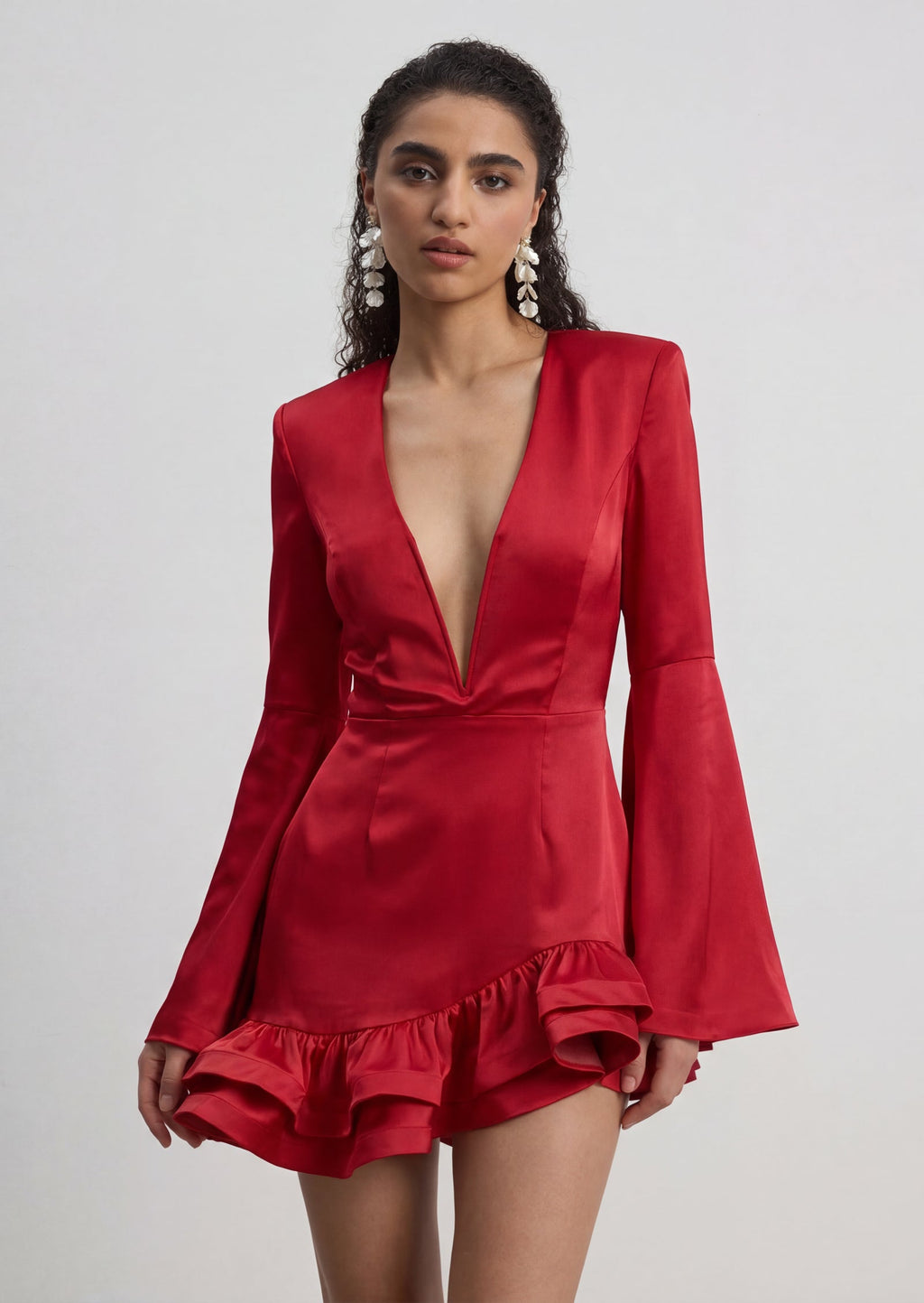 Alisia Ruffled Mini Dress In Red