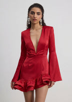 Alisia Ruffled Mini Dress In Red