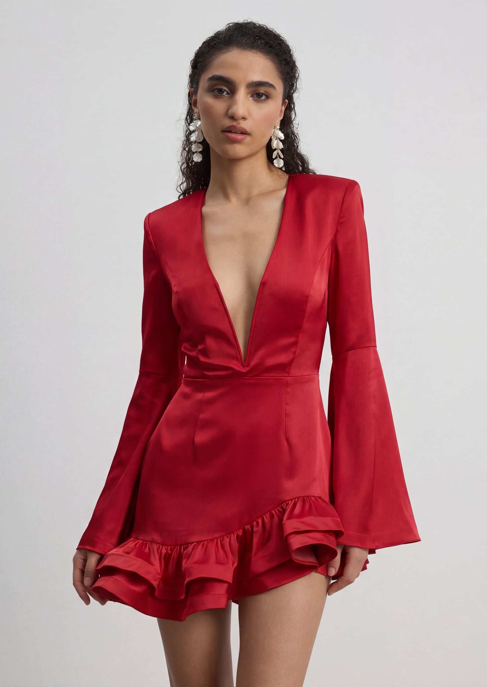 Alisia Ruffled Mini Dress In Red