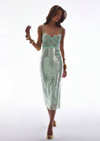 Alixandra Maxi Dress With Sheer Lace Bustier