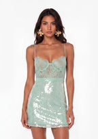 Alixandra Mini Dress With Sheer Lace Bustier