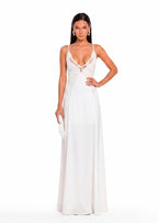 Analeigh Lace Satin Maxi Dress In White