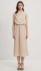 Asymmetric Satin Midi Dress