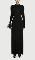 Asymmetrical Form Fitting Maxi Dress In Black