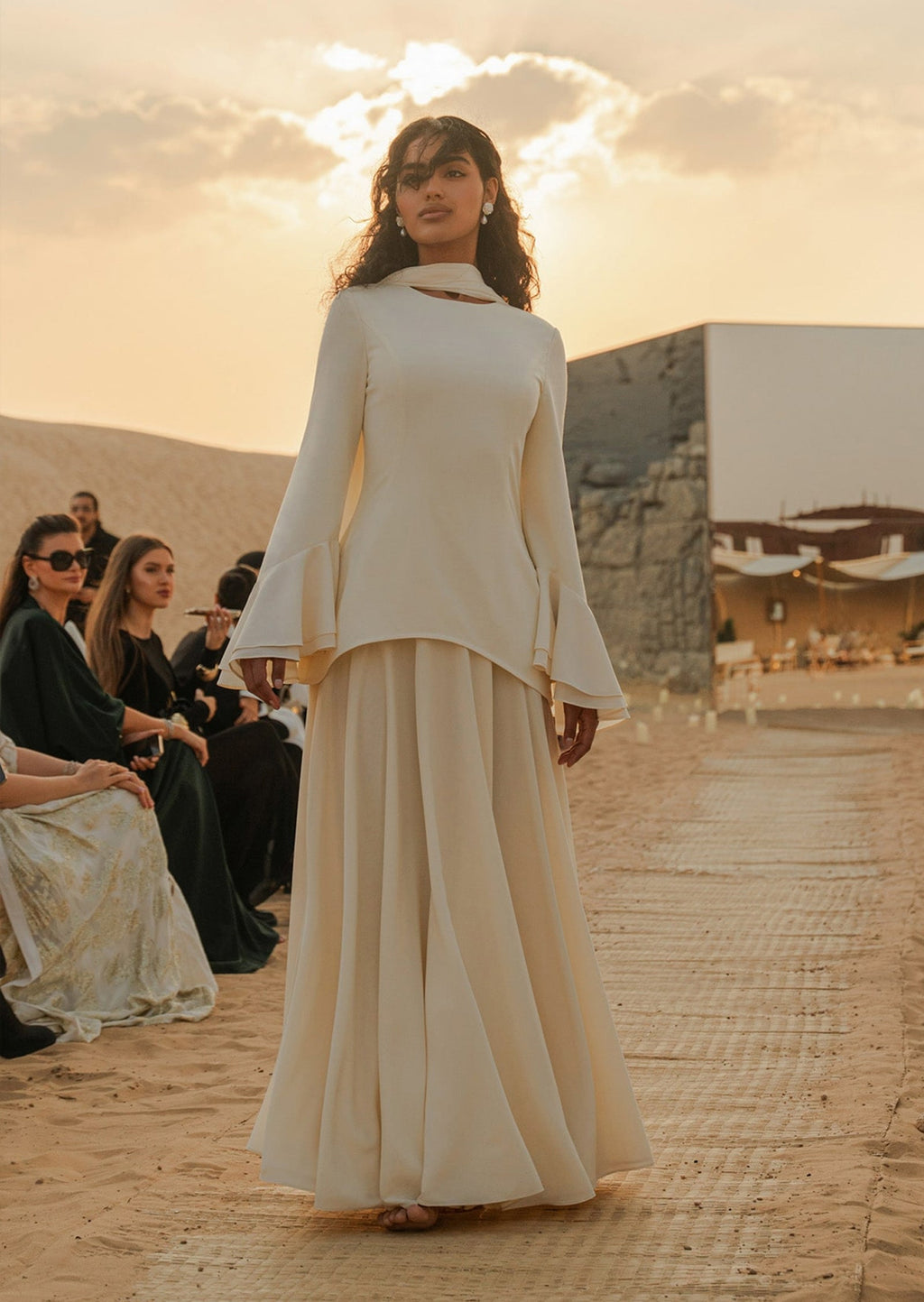 Asymmetrical Draped Bodice Ruffle Maxi Dress