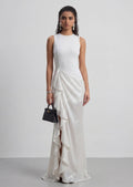 Asymmetry Maxi Dress With Sheer Skirt