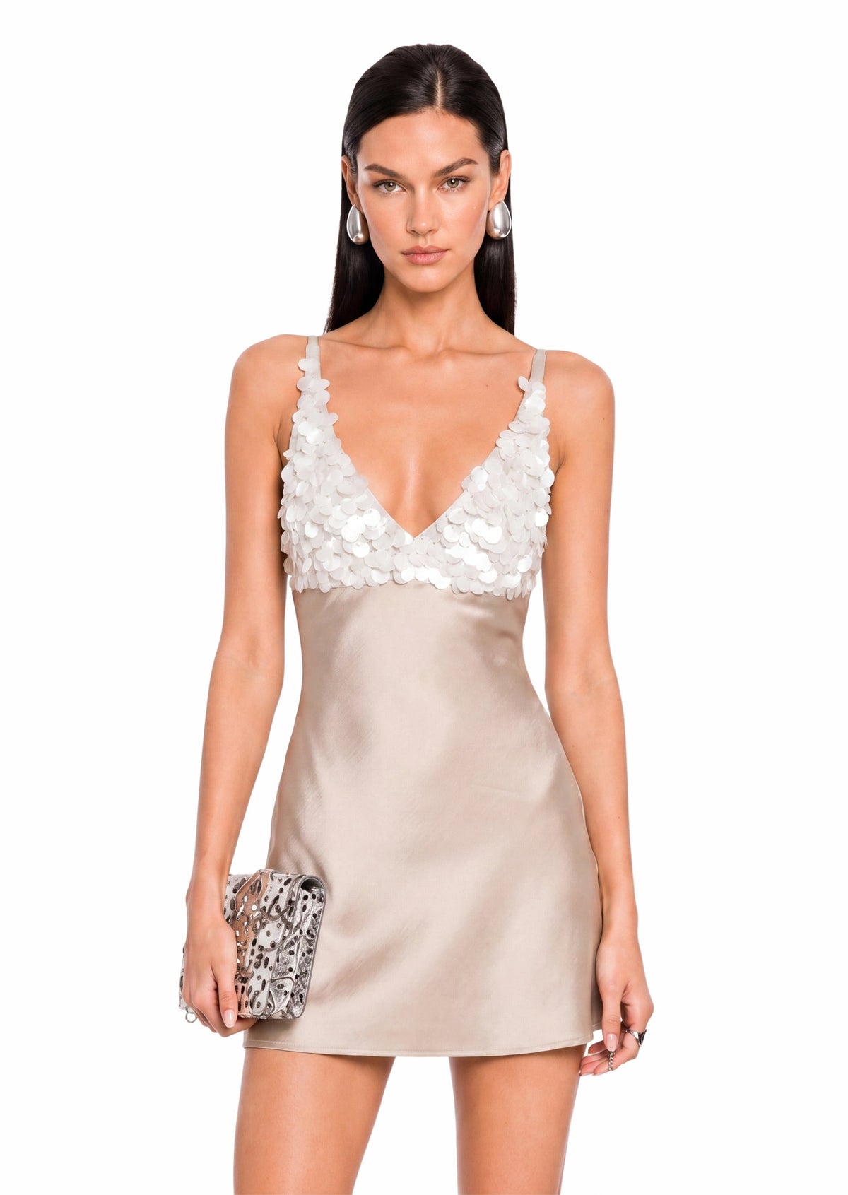 Bane Sequined Satin Mini Dress