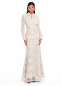 Nagisa Beaded Sequin Mermaid Maxi Dress Set In White