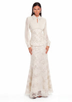 Nagisa Beaded Sequin Mermaid Maxi Dress Set In White