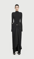 Asymmetrical Pleat Maxi Dress