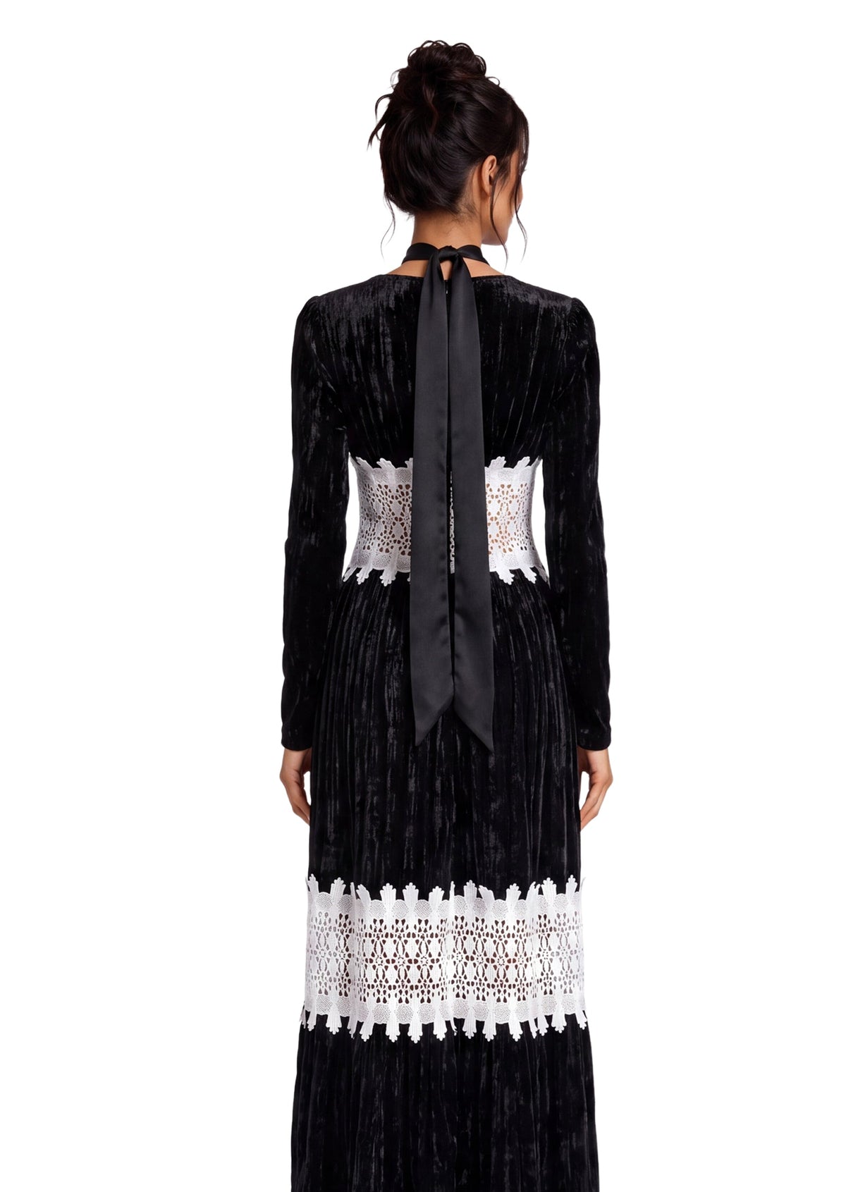 Bamina Lace Velvet Maxi Dress In Black