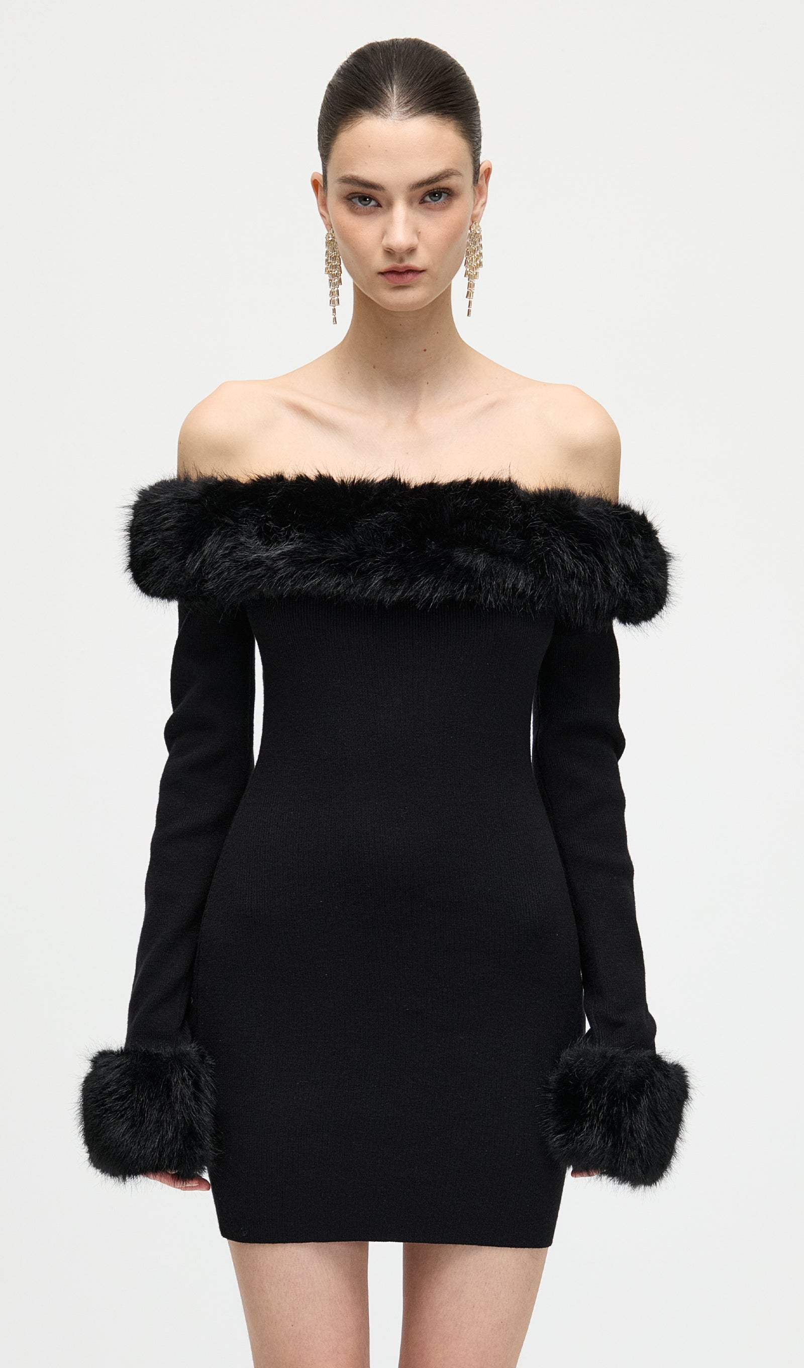 Black Off The Shoulder Mini Dress