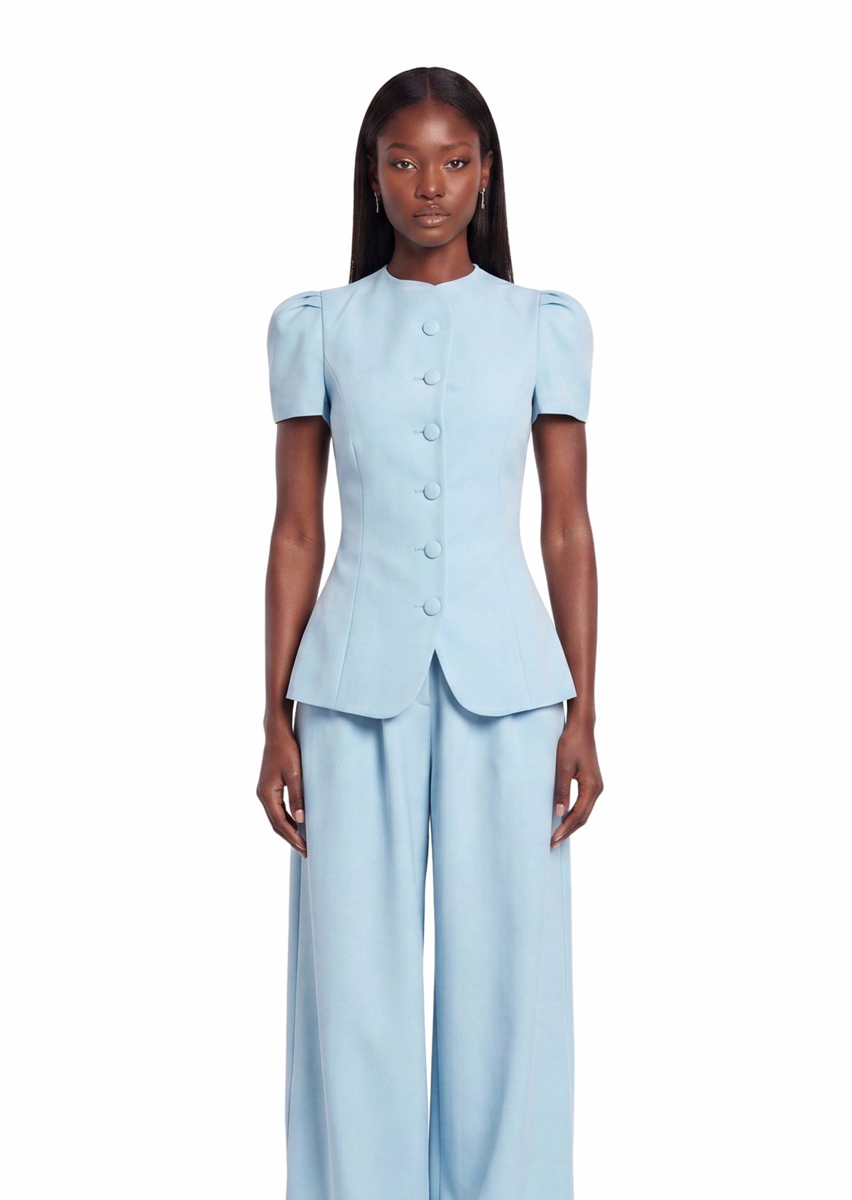 Hadley Short Sleeve Top & Maxi Pants Set In Blue