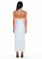 Ballard Viscose Satin Dress With Lace In Blue