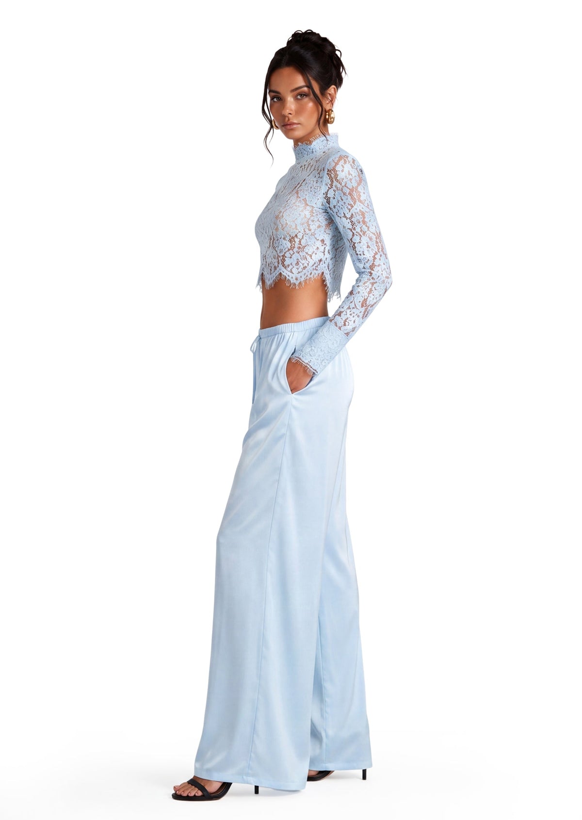 Aula Piece Set Pants & Lace Top Blue