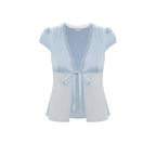 Satin Top With Ties In Baby Blue
