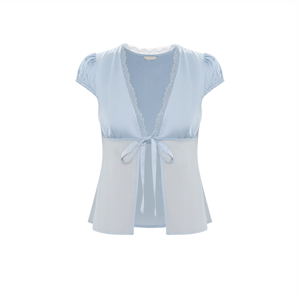 Satin Top With Ties In Baby Blue