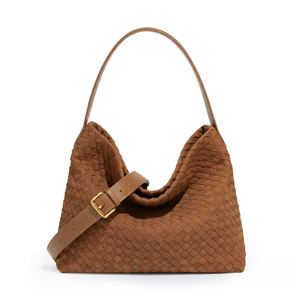 Margaret Woven Tote Bag In Brown
