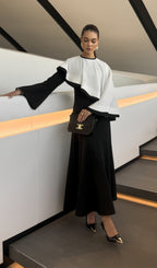 Contrasting Cape Maxi Dress