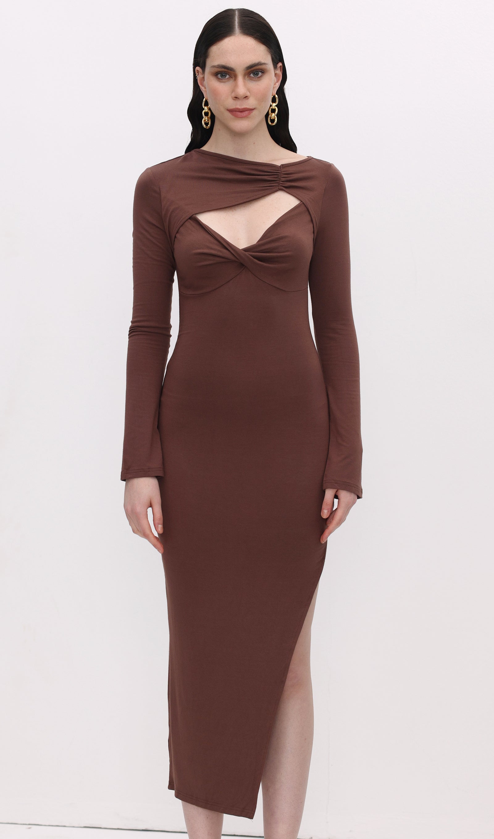 Cut Out Split Midi Dress