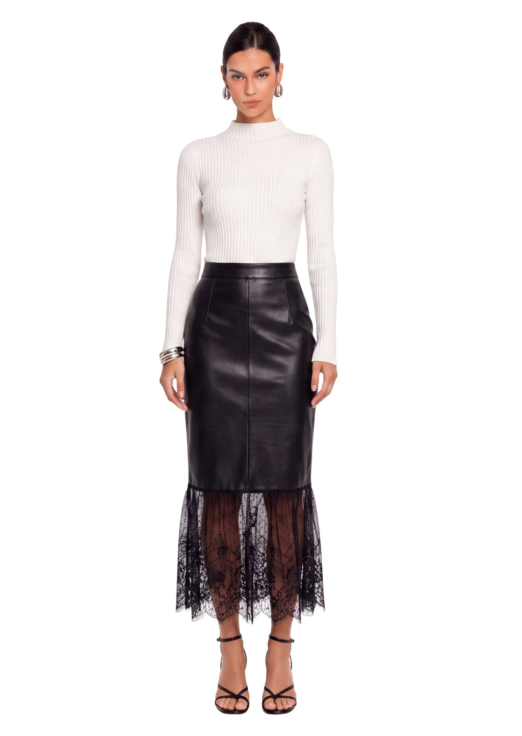 Zakuro Bodycon  Leather Fishtail Midi Skirt