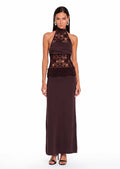 Zadok Knit & Crochet Maxi Dress In Dark Chocolate