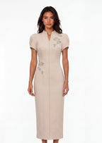 Elysia Embroidery Midi Dress