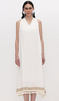 Embroidered Ramie Midi Dress