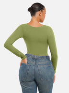 Seamless Long Sleeve Tummy Control Thong Bodysuit