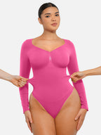 Seamless Long Sleeve Tummy Control Thong Bodysuit
