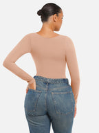 Seamless Long Sleeve Tummy Control Thong Bodysuit