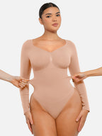 Seamless Long Sleeve Tummy Control Thong Bodysuit