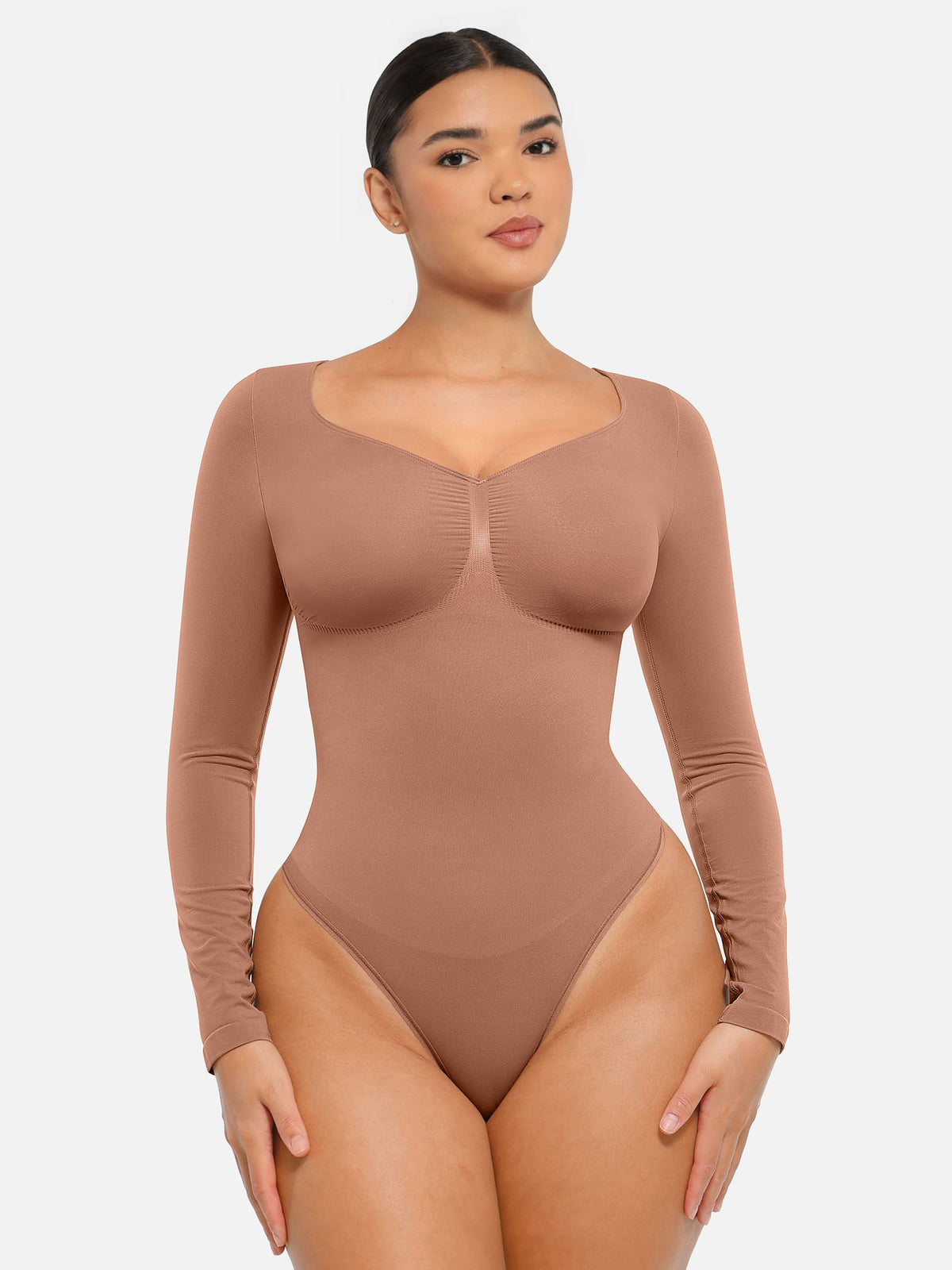 Seamless Long Sleeve Tummy Control Thong Bodysuit