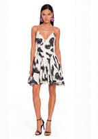 Margot Pleated Printed Mini Dress