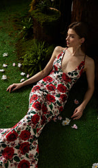Floral Backless Bodycon Maxi Dress