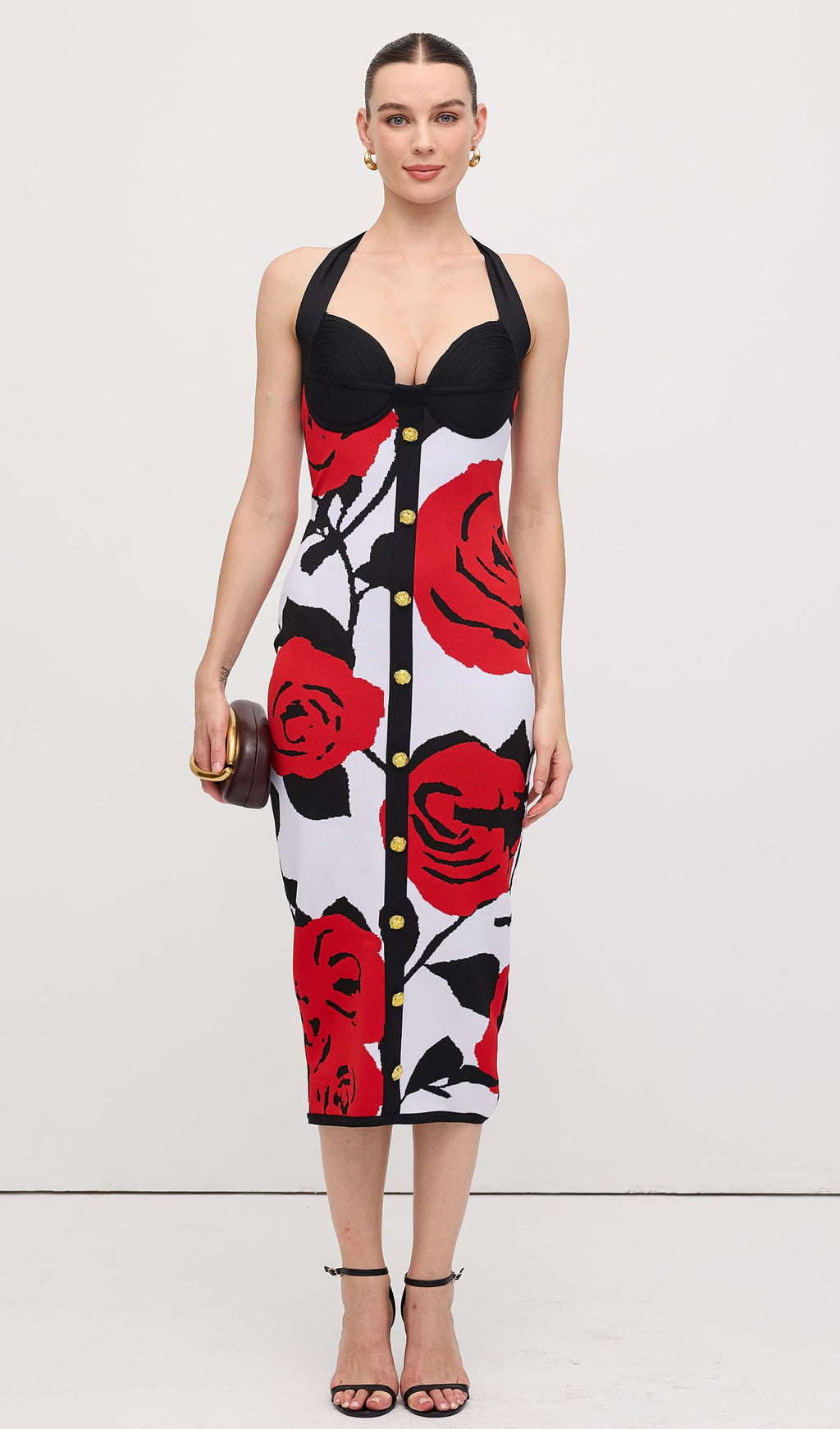 Floral Jacquard Knit Midi Dress