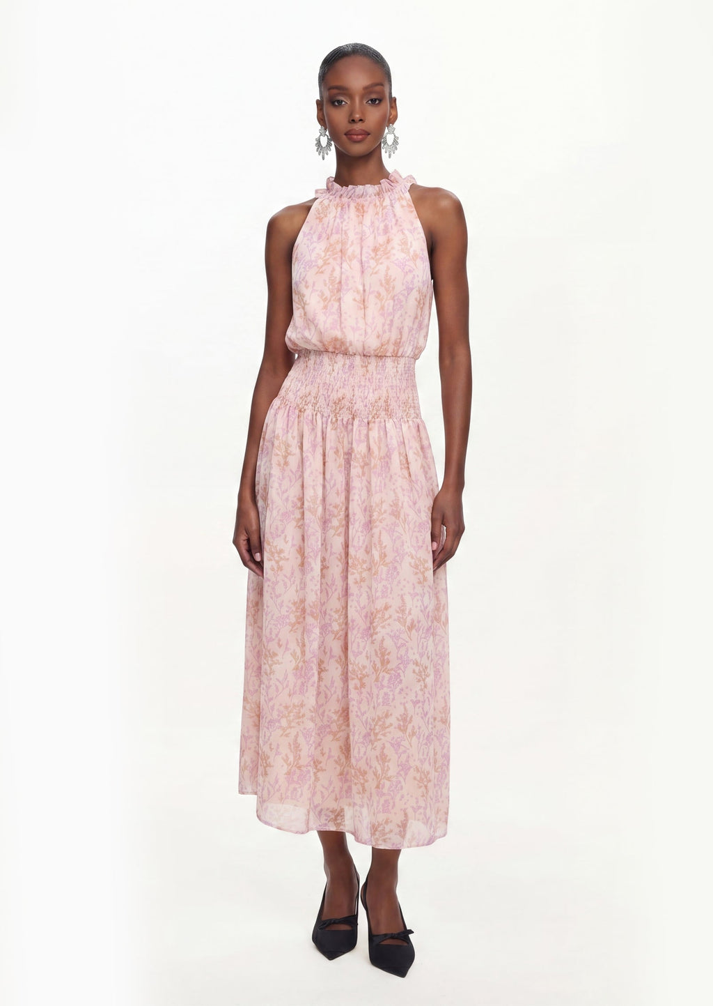 Lioness Floral Print Sleeveless Midi Dress
