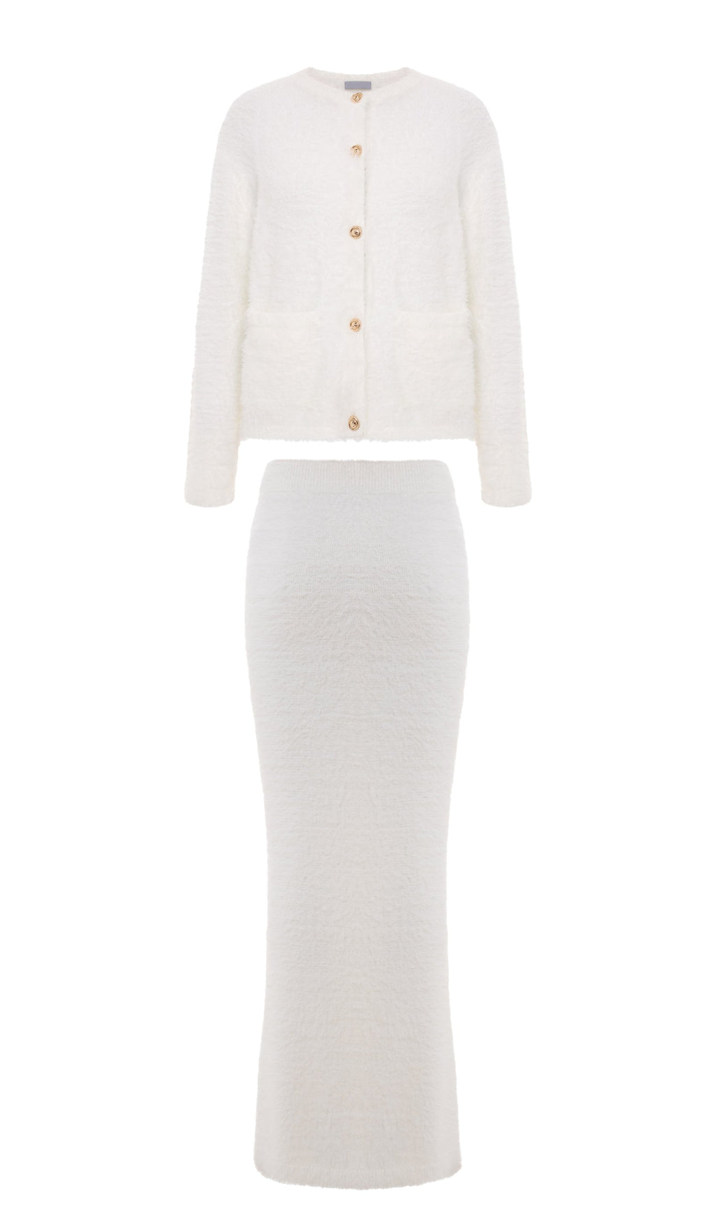 Fluffy Knitted Cardigan & Maxi Skirt Set