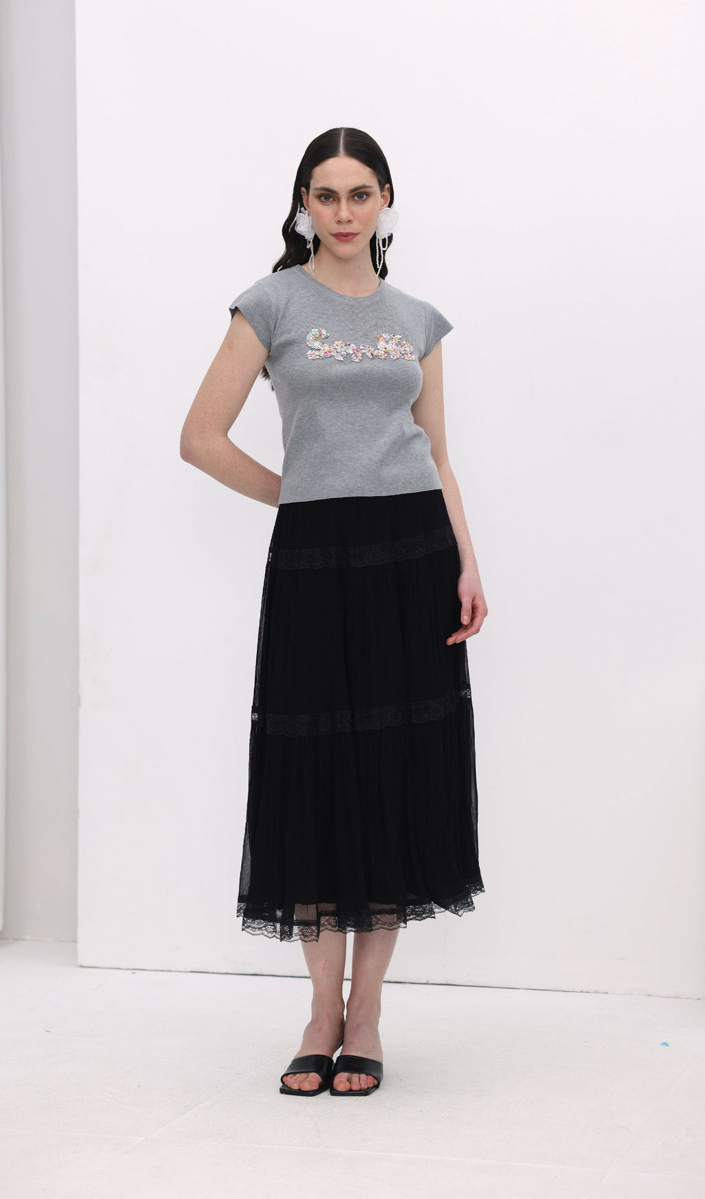 Lettering Knitted Top