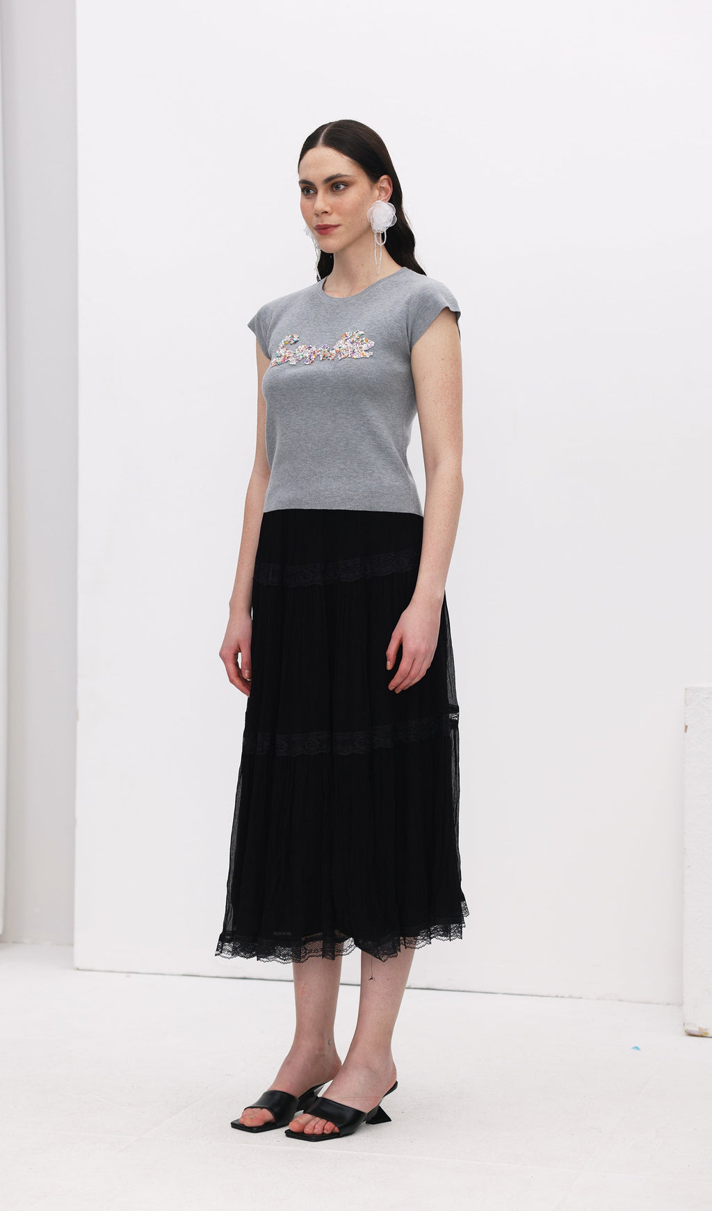 Lettering Knitted Top