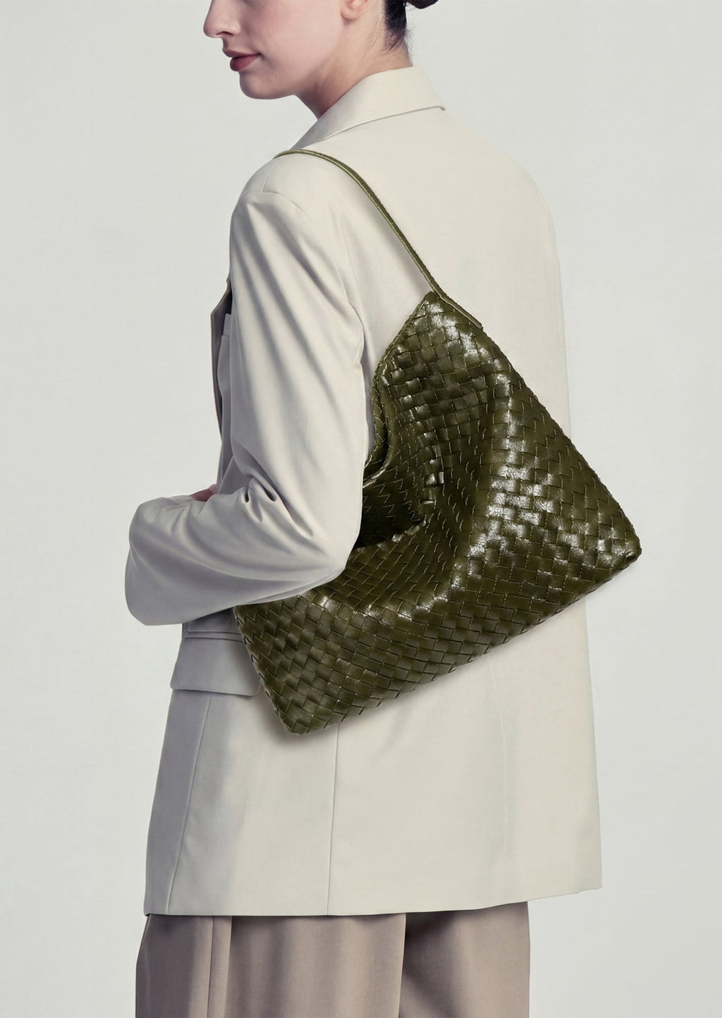 Margaret Woven Tote Bag In Green