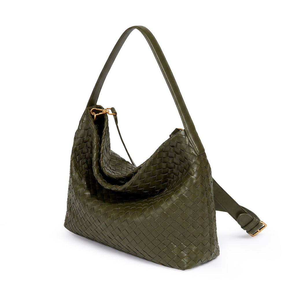 Margaret Woven Tote Bag In Green